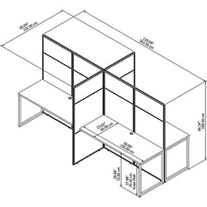 Bush Business Furniture Easy Office 4 Person Cubicle Desk Workstation with 66H Panels, 60Wx60H, Mocha Cherry