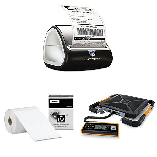 DYMO LabelWriter 4XL Thermal Label Printer (1755120) with LW Extra-Large Shipping Labels for LabelWriter Label Printers, White,roll of 220 & Digital Shipping Scale, 400-pound