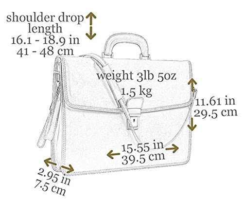 Full Grain Leather Briefcase Handmade Brown Laptop Bag Classic Style - Time Resistance