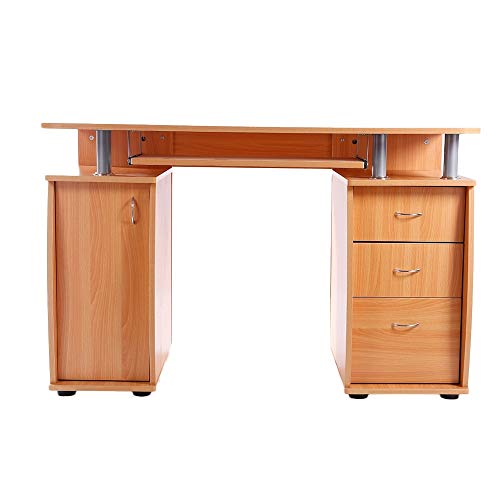 Unknown1 45" MDF Computer Desk Home/Office Workstation with 3pcs Drawers Natural Rectangular MDF Wood Finish Includes Hardware