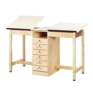 Diversified Woodcrafts Art/Drafting Table with Solid Maple Base, 60"W x 24"D x 36"H, 2 Adjustable Laminate Tops