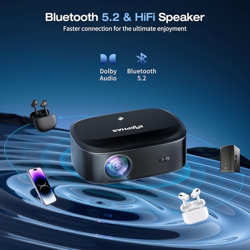 ELEPHAS 4K WiFi Bluetooth Outdoor Movie Projector with Built-in Streaming Apps