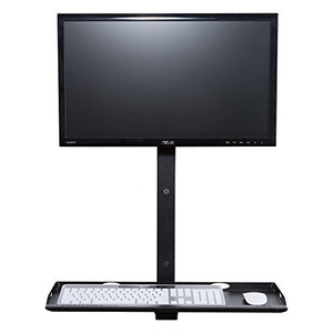 VersaTables Fixed Wall Mount Computer Station | Made in USA | Adjustable Height Monitor & Keyboard Workstation| Sit or Stand Desk | Minimalist | Black