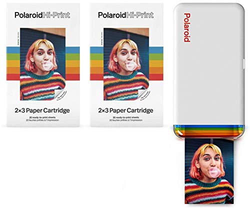 Polaroid Hi-Print Printer and Paper Bundle - Bluetooth Pocket Photo Printer + Paper Double Pack Bundle (40 Sheets)
