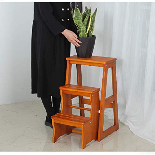LUCEAE 3-Step Wooden Folding Step Stool - Sturdy & Multi-Functional