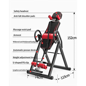 ZLQBHJ Strength Training Inversion Equipment Deluxe Inversion Table with Adjustable Head Pillow & Lumbar Support Pad Exercise & Fitness Home Gyms Red