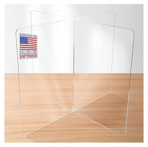 Sneeze Guard Table Divider by SPEEDYORDERS - 4 Persons Clear Acrylic Desk Dividers for Students School Restaurant - For Round/Square Tables - 1/4" Thick Acrylic 47.5"W x 47.5"L x 23.5"H