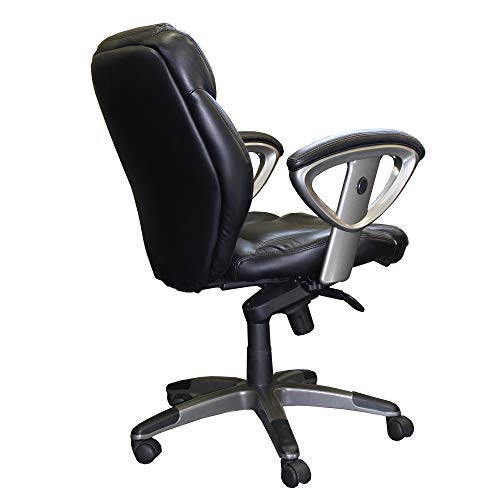 Mayline UL330MBLK Ultimo 300 Mid-Back Task Chair with Arms, Black Leather