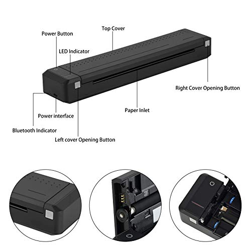 Wireless A4 Paper Printer, HPRT MT800 Wireless Bluetooth Portable Mini Printer Support Ordinary A4 Paper, Direct Thermal Transfer Printer with Auto Paper Feed for Android & iOS Mobile