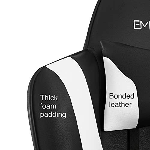 Vartan Staples 58542 Emerge Bonded Leather Gaming Chair, White/Black