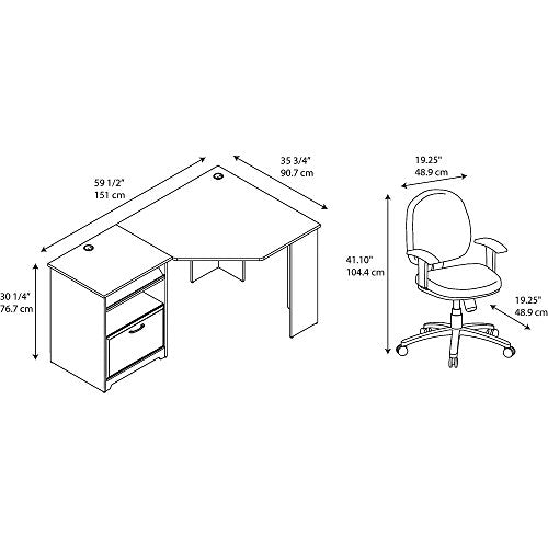 Bush Furniture Cabot Corner Desk and Office Chair in Espresso Oak