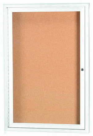 Enclosed Bulletin Board with Frame Frame Color White, Number of Doors: One, Size: 24" H x 18" W