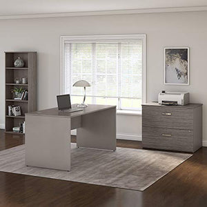 Bush Furniture Commerce 60W Office Desk with 2 Drawer Lateral File Cabinet and Bookcase