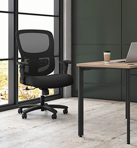 HON Sadie Big and Tall Mesh Back Office Chair - Ergonomic Heavy Duty 400 lb Max - Adjustable Arms, Lumbar Support - Black