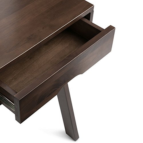 SIMPLIHOME Aleck SOLID WOOD Rustic Modern 36 inch Wide Home Office Desk, Writing Table, Workstation, Study Table Furniture in Warm Walnut Brown with 2 Drawerss