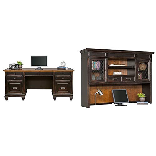 Martin Furniture Hartford Credenza, Brown - Fully Assembled & Hartford Hutch, Brown - Fully Assembled