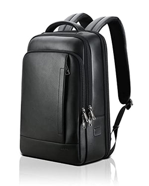 BOPAI Genuine Leather Backpack for Men Multi-Function Backpack 15.6 inch Business Laptop Backpack Travel Smart Rucksack with USB Charging Anti Theft Backpack Office Black …