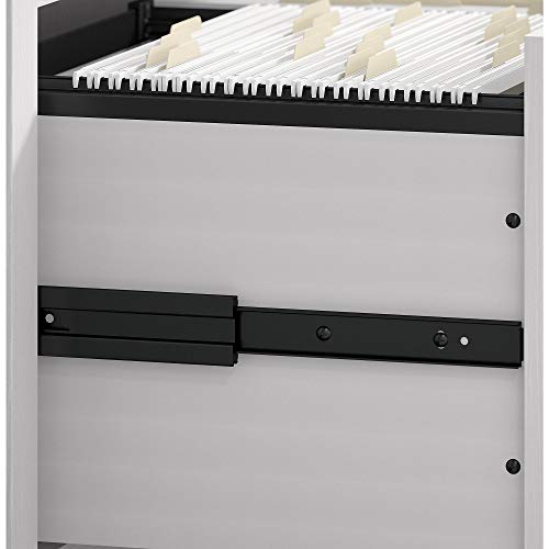 Bush Furniture Key West 60W L Shaped Desk with Mobile File Cabinet, Pure White Oak