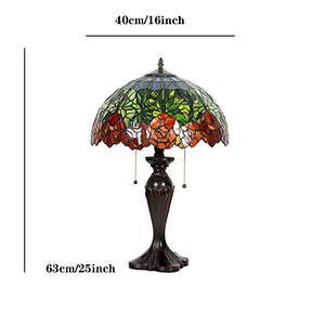 MaGiLL Tiffany Style Desk Lamp 25" High Stained Glass Lampshade for Bedrooms, Living Rooms - E26/E27 * 2