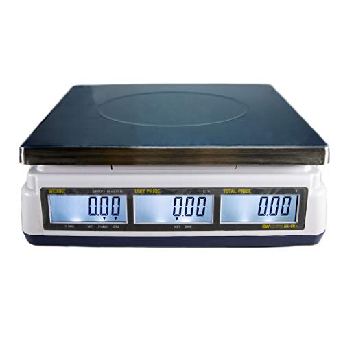 Easy Weigh CK-60 Digital Price Computing Scale Rechargeable Battery Operated, NTEP Approval Class III, LCD Display, Portable Compact, Stainless Steel Platter, (60 x 0.01lb)