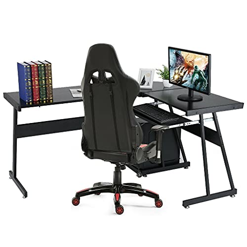 ADHW L-Shaped Corner Computer Home Desk PC Laptop Study Office Table Workstation
