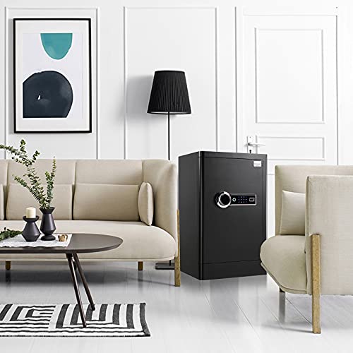 TENAMIC Fingerprint Safe Box 3.83 Cubic Feet with Separate Lock Box and Bottom Compartment, Touch Screen Keypad Security Box with Induction Light and Leather Key Card Pouch