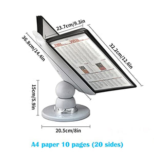 None Desktop Reference System Small, Durable Desk Display Unit, Deluxe Catalog Display Racks, Black/Gray, 10/20 Documents - Restaurant Menu Book