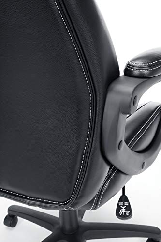 OFM ESS Collection Racing Style SofThread Leather High Back Office Chair, in Black (ESS-6060)