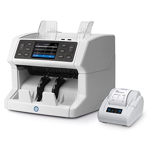 Safescan 2885-S - Multilingual Bill Value Counter for Mixed Denomination Bills with Additional sensors and Bank Grade 7-Point Full Spectrum Counterfeit Detection,Grey,112-0654