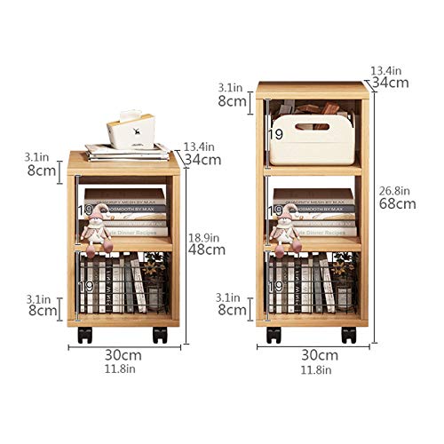 SUNESA Wood Book Cart Rolling Storage Organizer with Wheels - Gold, 2-Tier