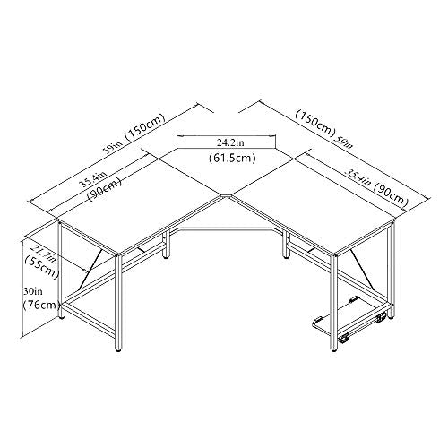 Soges 59 x 59 inches Large L-Shaped Desk Computer Desk L Desk Office Desk Workstation Desk, Oak CS-ZJ02-OK