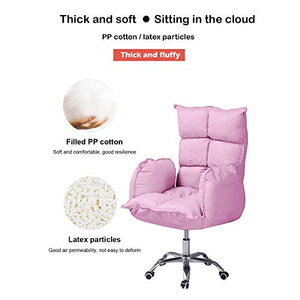 Sofa Computer Chair, Modern Mid-Back Upholstered Office Chair w/Wheels, Ergonomic Executive Desk Chair, Adjustable Swivel Computer Task Chair for Home Office Bedroom Living Room (Pink)