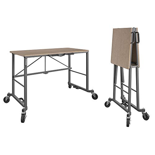 CoscoProducts 66720DKG1E COSCO Smartfold Portable Folding MDF Work top (Gray, 350 pounds) Workbench Desk, Tan