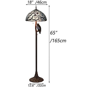 Bieye Tiffany Style Stained Glass Floor Lamp with Raven Night Light, 65" - Halloween Décor