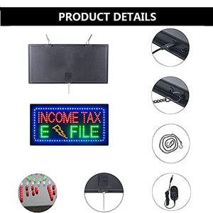 LED Income Tax Sign for Business, Super Bright LED Open Sign for Tax Service, Electric Advertising Display Sign for Tax Preparation Service Shop Store Window Home Decor. (HSI0074, 31" x 17")