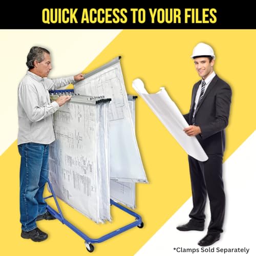 Adir Corp. Mobile Blueprint Holder - Hanging Rack for Blueprints, Posters, Maps, and Files