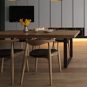 None Modern Solid Wood Dining Table, Industrial-Style Long Table (300x120x75cm)