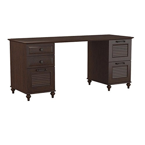 kathy ireland Home by Bush Furniture Volcano Dusk Double Pedestal Desk in Coastal Cherry