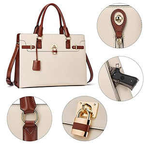 BOSTANTEN Briefcase for Women Leather Laptop Handbag 15.6 Inch Computer Bag Shoulder Work Tote Stylish Beige and Womens Leather Wallets RFID Blocking Large Capacity Credit Cards Holder Phone Clutch