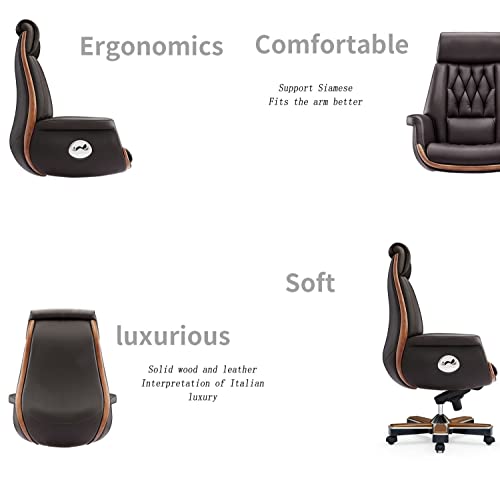 YIORYO Ergonomic Business Boss Chair, Adjustable Height Swivel Leather Executive Office Chair