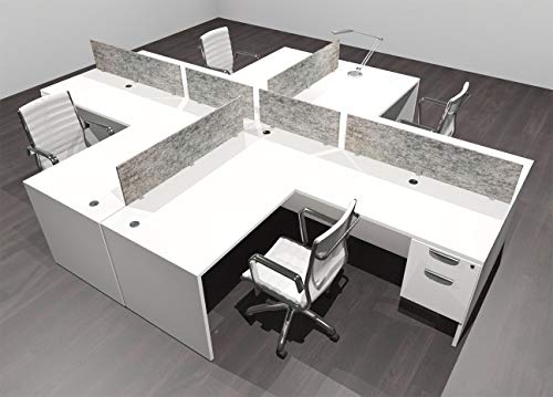 UTM Furniture Modern Acoustic Divider Office Workstation Desk Set, 4 Person - OF-CPN-FPRG41