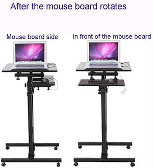None Adjustable Mobile Laptop Desk Stand Blackwalnut H120CM
