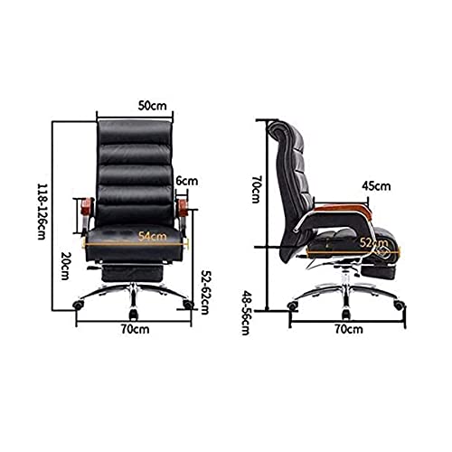 BKWJ Executive Managerial Office Chair with Fixed Armrest, Black Leather