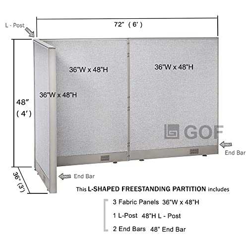 GOF Freestanding L Shaped Office Partition - Large Fabric Room Divider Panel