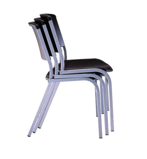 Lifetime Stacking Chair, Black/Silver Steel Frame, 4 Pack