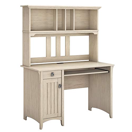 Antique White Computer Desk with Hutch Modern Writing Desk with Storage Shelves Office Desk Study Table Gaming Desk Workstation for Home Office Computer Desk with Drawers and Shelves
