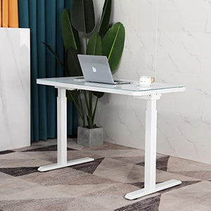 ADOFFUR Dual Motor Glass Standing Desk with Drawers - White Height Adjustable Desk