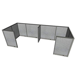 G GOF 2 Person Separate Workstation Cubicle (6' x 12' x 4') / Office Partition - Grey