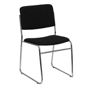 Flash Furniture 5 Pk. HERCULES Series 1000 lb. Capacity Black Fabric High Density Stacking Chair with Chrome Sled Base
