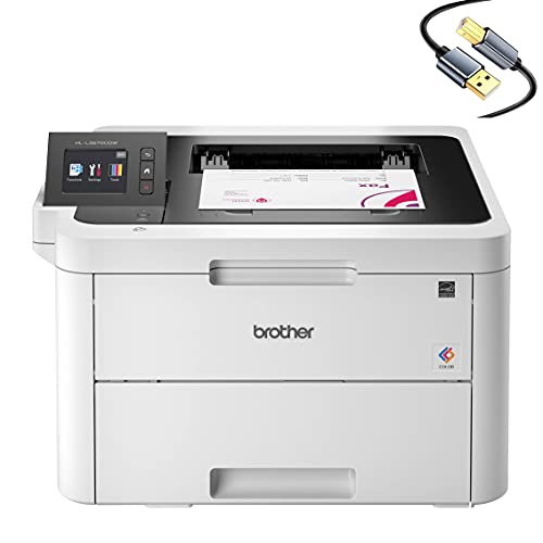 Brother HL-L3270CDWB Compact Wireless Digital Color Laser Printer with NFC for Office - Print Only - 2.7" Color Touchscreen, Auto Duplex Printing, 25 ppm, 250 Sheet, Tillsiy Printer Cable